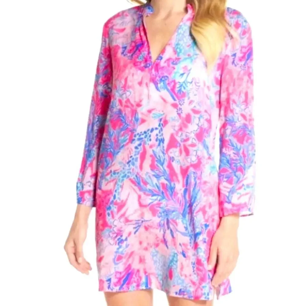 Lilly Pulitzer NWT Esme Swim Cover Tunic Light Pascha Pink Aquadesiac Large